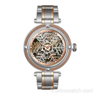 Skeleton Mechanical Watch na may snowflake dial